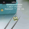 1,09 ct FVY/SI1 Farbige, im Labor gezüchtete Diamanten im Strahlenschliff EX