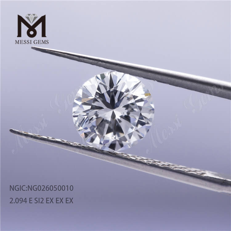 2,09 ct E SI2 Lab Grown Diamonds Round Cut HPHT CVD NGIC-Zertifikat