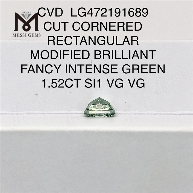 1,52 ct ausgefallener grüner CVD-Diamant RECHTECKIGER, im Labor gezüchteter grüner Diamant