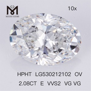 2,08 ct synthetischer HPHT-Diamant im Laborschliff, oval, E-Farbe