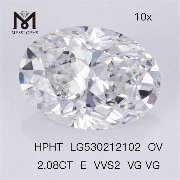 2,08 ct synthetischer HPHT-Diamant im Laborschliff, oval, E-Farbe