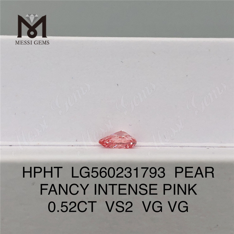 0,52 ct HPHT-Diamant PEAR FANCY INTENSE PINK VS2 VG VG im Labor gezüchteter Diamant LG560231793 
