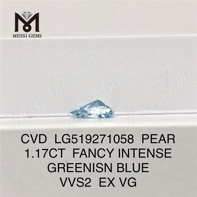 1,17 CT FANCY INTENSE GREENISN BLUE VVS2 EX VG PEAR, im Labor gezüchteter Diamant CVD LG519271058