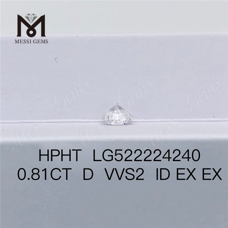 0,81 ct D VVS2 ID EX EX HPHT Runder, im Labor gezüchteter Diamant im Brillantschliff. Neupreis