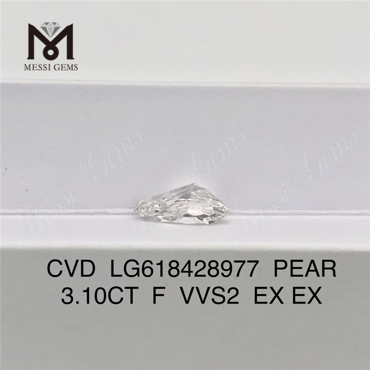 3,10 CT F VVS2 PEAR Sparkle, im Labor hergestellte VVS-Diamanten, CVD, Messigems LG618428977