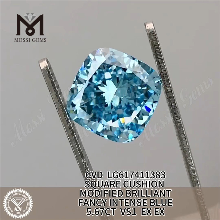5,67 CT VS1 EX EX CUSHION FANCY INTENSE BLUE CVD Labordiamant LG617411383 