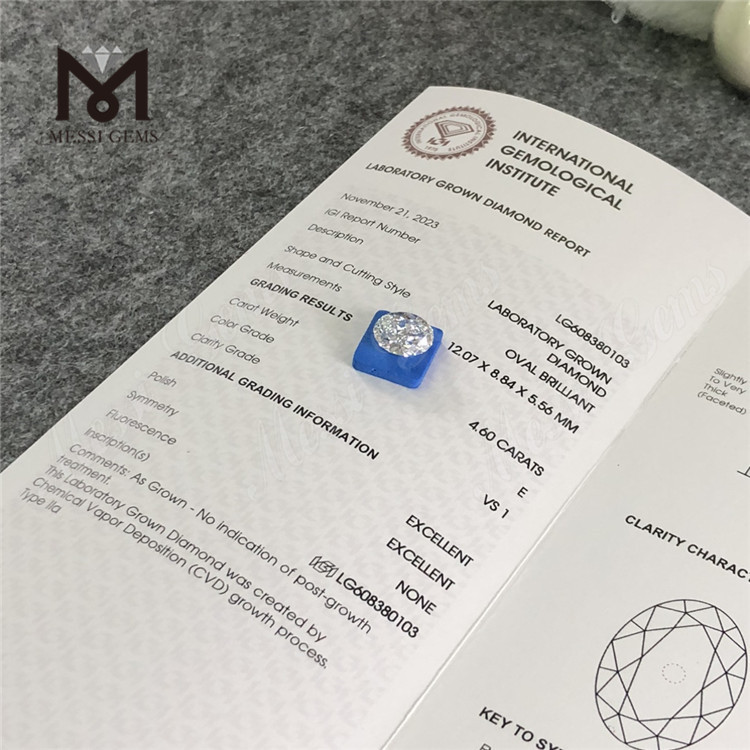 4,6 ct IGI-zertifizierter Diamant E VS1 OV CVD-Diamant Optische Perfektion丨Messigems LG608380103