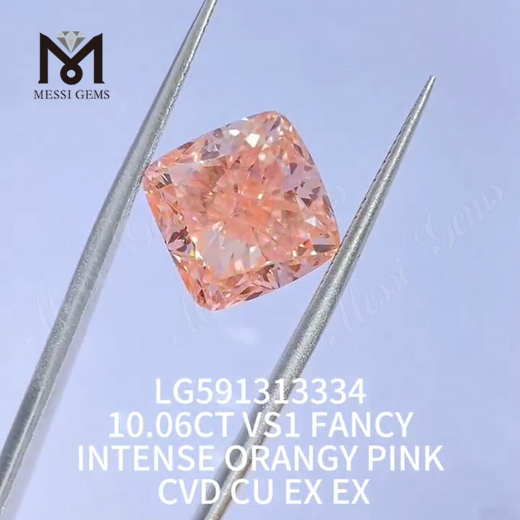 10,06 CT VS1 FANCY INTENSE ORANGY PINK CVD CU EX EX Künstlicher rosafarbener Diamant