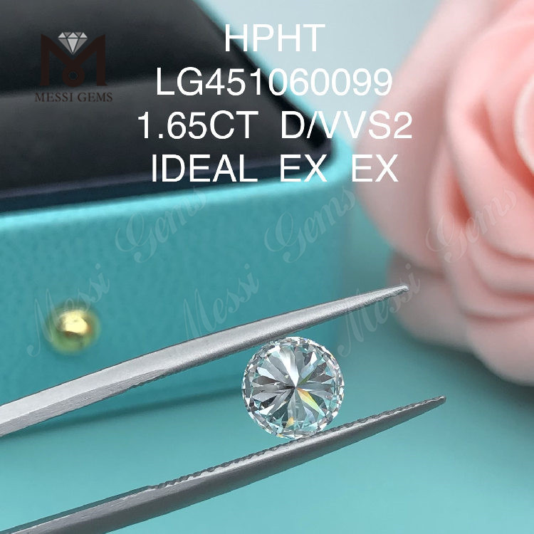 1,65 Karat D VVS2 IDEAL Cut Runde Labordiamanten HPHT