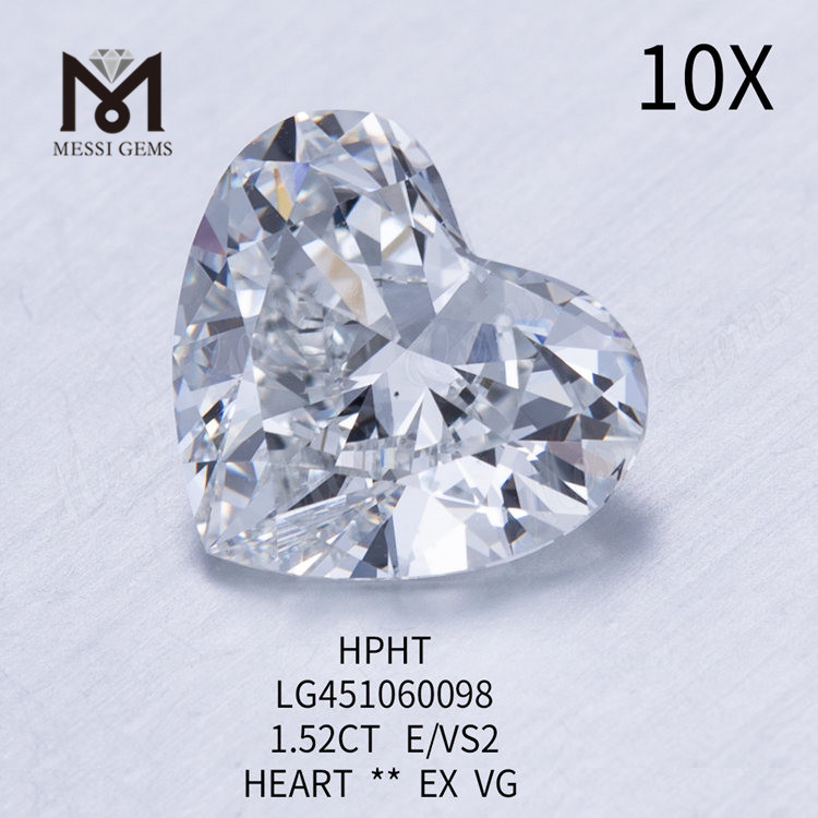 1,52 Karat HEART BRILLIANT E VS2 HPHT im Labor gezüchteter Diamant