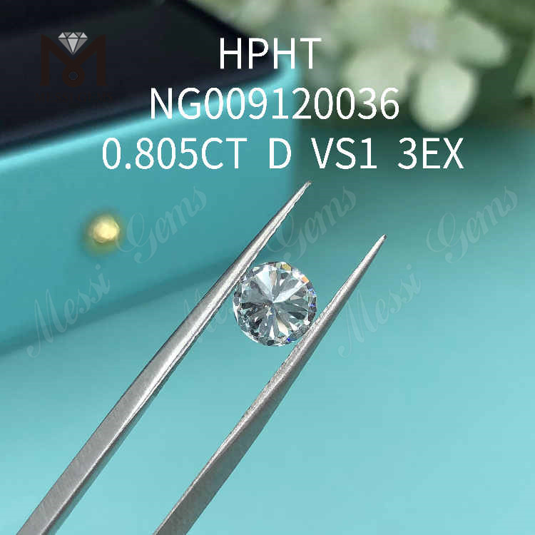 0,805 Karat D VS1 runder, loser, im Labor hergestellter Diamant 3EX