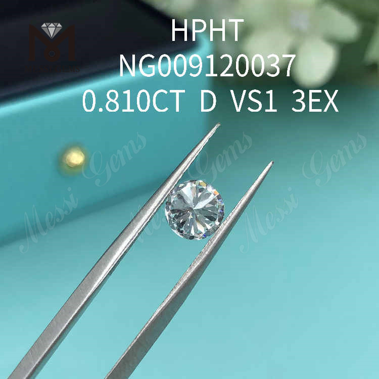 0,810 CT D VS1, weißer, runder, loser, im Labor hergestellter Diamant 3EX