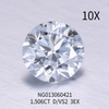 Runder weißer Lab-Grown-Diamantstein, 1,506 ct VS2 D-Farbe