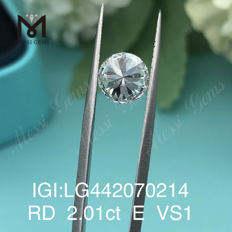 2,01 Karat E VS1 runder, billiger, im Labor gezüchteter Edelsteindiamant, 3EX, günstiger Preis