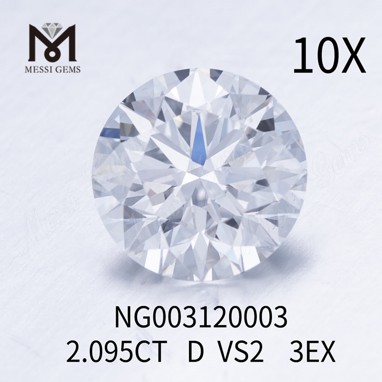 Runde Labordiamanten 2,095 ct D VS2 EX Cut Grade