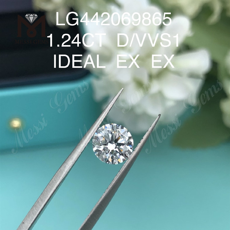 1,24 Karat D VVS1 runder, brillanter, im Labor gezüchteter Diamant