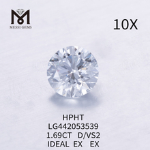 1,69 Karat D VS2 rund, IDEAL EX EX, lose künstliche Diamanten