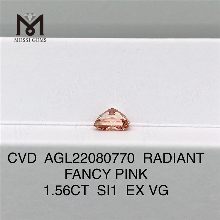 Synthetischer rosa Diamant im RADIANT-Schliff, FANCY SI1 EX VG CVD, 1,56 ct, AGL22080770 