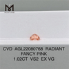 1,02 CT RADIANT FANCY PINK CVD-Diamant VS2 EX VG Labordiamant AGL22080768 
