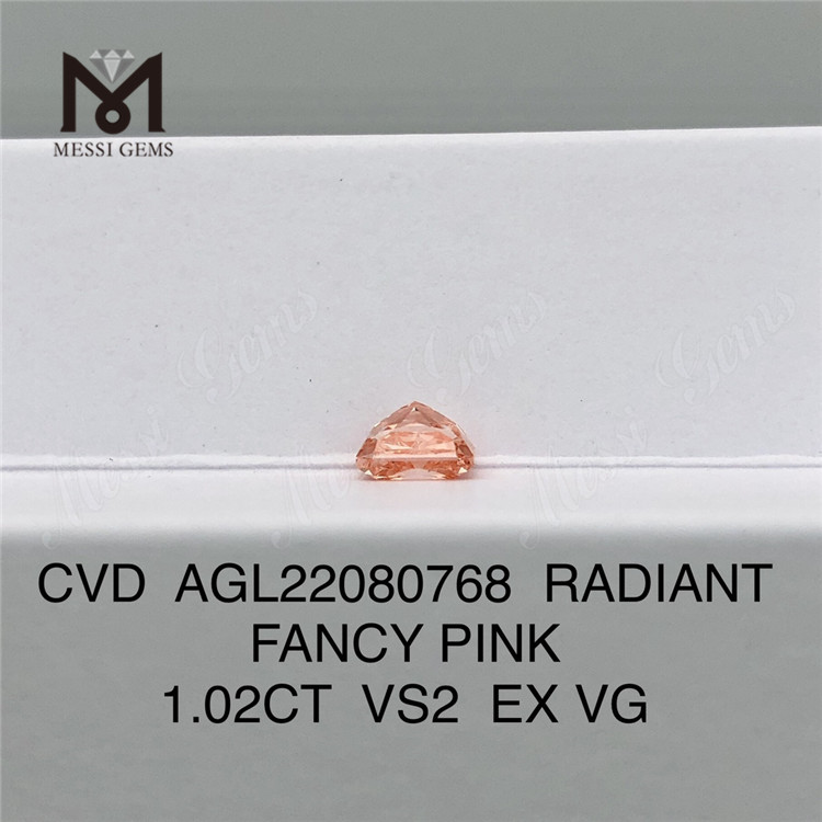 1,02 CT RADIANT FANCY PINK CVD-Diamant VS2 EX VG Labordiamant AGL22080768 