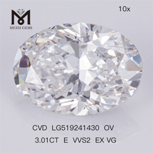 3,01 ct E VVS2 EX VG OVAL CVD Hochwertiger künstlicher Diamant IGI-Zertifikat