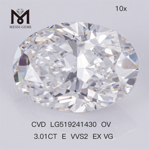3,01 ct E VVS2 EX VG OVAL CVD Hochwertiger künstlicher Diamant IGI-Zertifikat