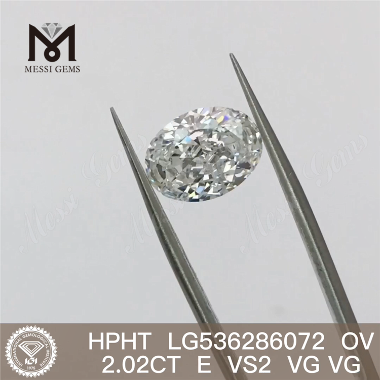 2,02 ct E HPHT künstliche Diamanten, oval, loser Labordiamant, Großhandelspreis