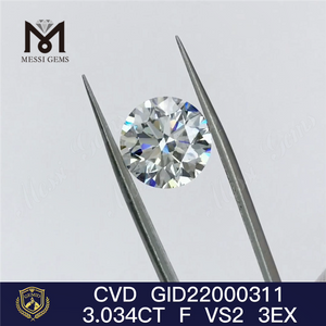  3,034 CT F VS2 CVD-Diamant 3EX günstiger loser Labordiamant zum Großhandelspreis