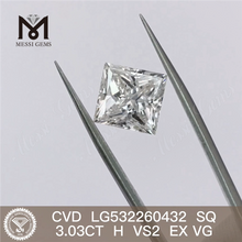 3,03 CT H CVD-Diamant Großhandel SQ VS2 Hersteller von im Labor gezüchteten Diamanten zum Verkauf
