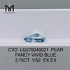 3,76 CT VS2 EX EX synthetische, im Labor gezüchtete Diamanten PEAR FANCY VIVID BLUE CVD LG578349021