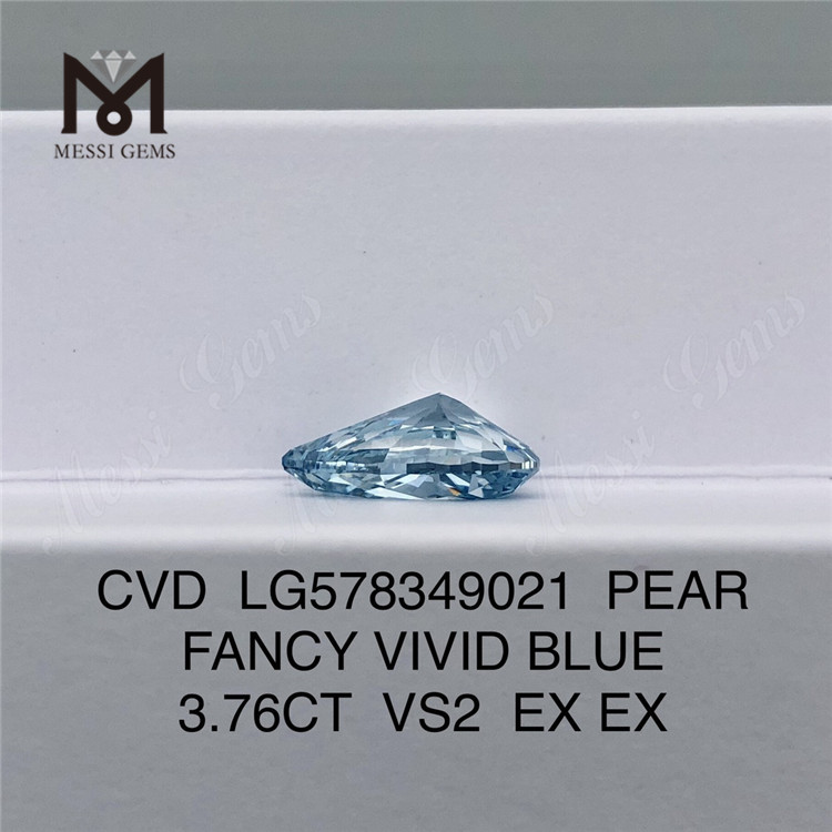 3,76 CT VS2 EX EX synthetische, im Labor gezüchtete Diamanten PEAR FANCY VIVID BLUE CVD LG578349021