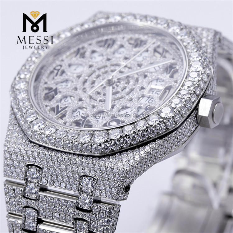 Iced Out Diamonds Moissanit Businessuhr