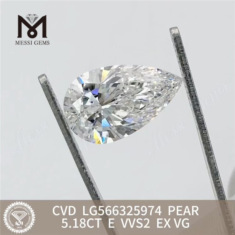 5,18 CT simulierter Diamant im Birnenschliff E VVS2 EX VG CVD LG566325974丨Messigems 