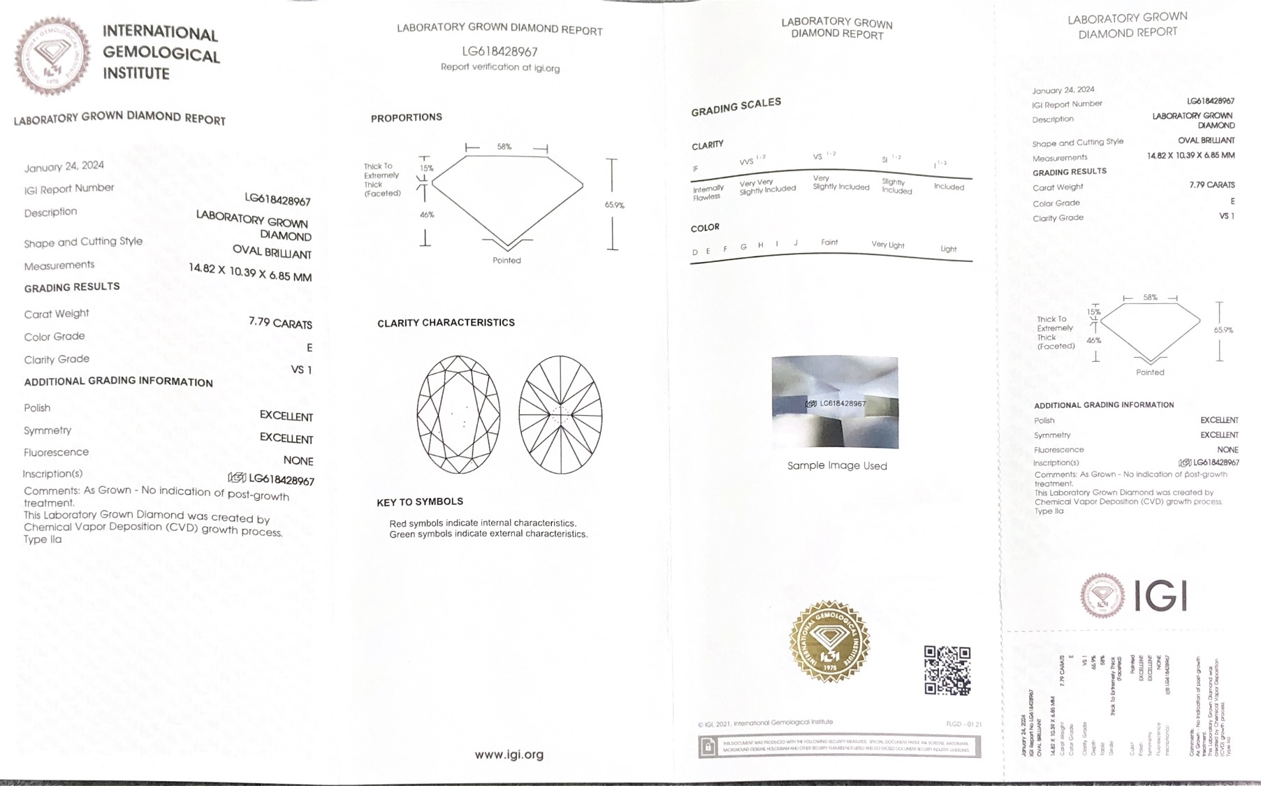 7,79 CT E VS1 OV künstliche Labordiamanten – Messigems CVD LG618428967