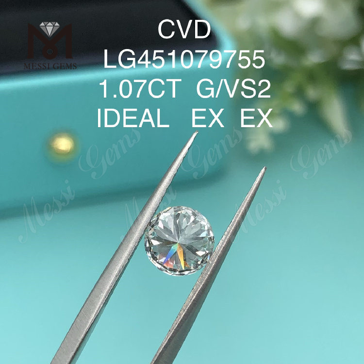 1,07 Karat CVD G VS2 IDEAL Runde, brillante, im Labor hergestellte Diamanten