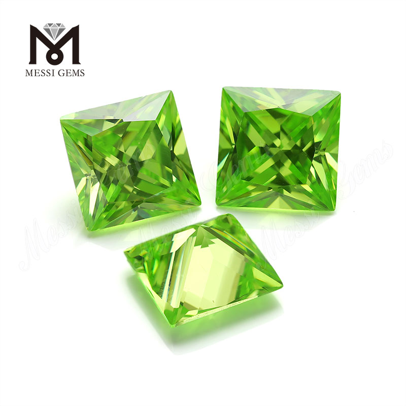 Farbe Zirkonia apfelgrüne quadratische Form CZ-Steine ​​mit günstigen Preis