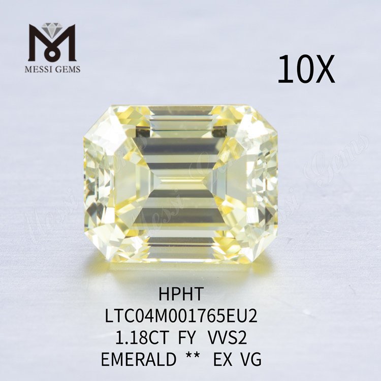 Ausgefallener gelber Labordiamant Smaragd 1,18 ct VVS2 