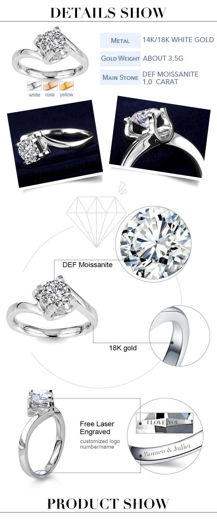 Mode Moissanite Gold Ring Details