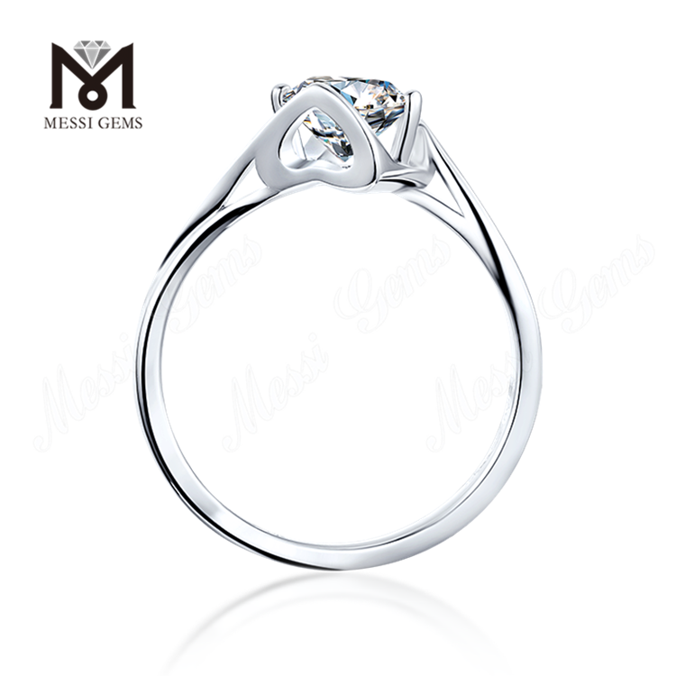 Messi Gems Einfacher DEF-Moissanit-Ring mit 1-3 Karat aus Sterlingsilber 925 Damen-Silberring zum täglichen Tragen