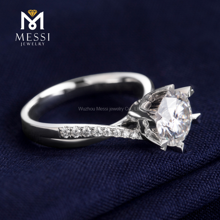 1,5 ct Moissanite Ring Ehering Mode Moissanite Weißgoldringe für Frauen