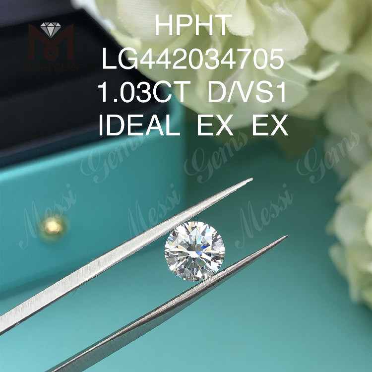 1,03 Karat D VS1 IDEAL EX EX Runde, von Menschenhand gefertigte Diamanten