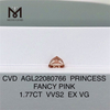 1,77 CT CVD PRINCESS FANCY PINK VVS2 EX VG Labordiamant AGL22080766