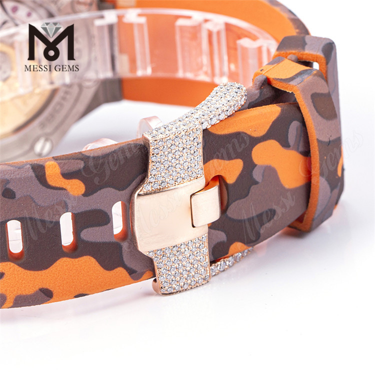 Luxuriöse Herren-Armbanduhr mit handbesetztem Iced Out-Diamant und Moissanit, individuelles Design