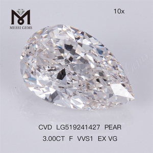 3CT F VVS1 EX VG CVD Labordiamant, birnenförmiger Labordiamant 