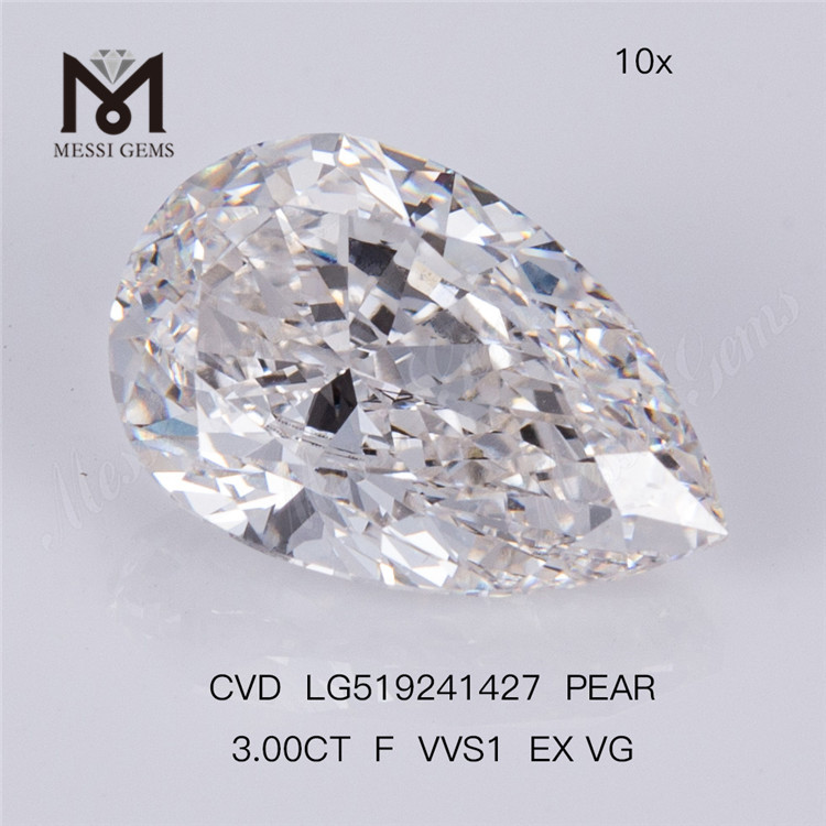 3CT F VVS1 EX VG CVD Labordiamant, birnenförmiger Labordiamant 