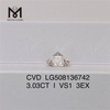 3,03 ct I VS1 3EX, runde Form, loser, im Labor hergestellter 3-Karat-Diamant, Fabrikpreis 