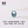 Blauer, im Labor gezüchteter Diamant im Ovalschliff VS1 von 1,05 ct