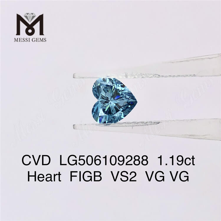 1,19 ct lose Labordiamanten Blauer Diamant im Herzschliff VS2