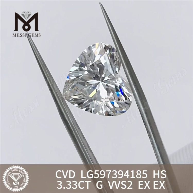3,33 KT G VVS2 EX EX HS 3 Karat im Labor gezüchteter CVD-Diamant LG597394185丨Messigems 