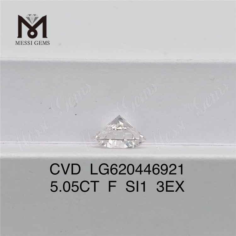 5,05 CT F SI1 3EX CVD Runde, im Labor gezüchtete Diamanten günstiger Preis丨Messigems LG620446921 